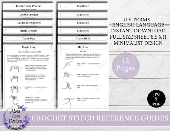 Crochet Stitch Reference Guides, Beginner Crochet Reference Guides, Crochet Stitch, Instant Download