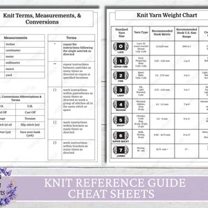 Knit Reference Guides, Printable Knit Reference Pages, Basic Knit Guides, Beginner Knit Reference Guides, Instant Download image 4