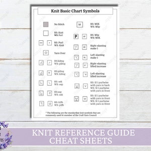 Knit Reference Guides, Printable Knit Reference Pages, Basic Knit Guides, Beginner Knit Reference Guides, Instant Download image 3