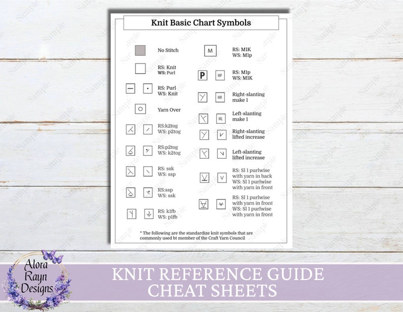 Knit Reference Guides, Printable Knit Reference Pages, Basic Knit Guides, Beginner Knit Reference Guides, Instant Download image 3