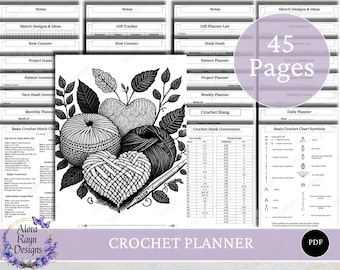 Printable Crochet Planner/Journal With Gift Tags,Printable Crochet Planner,Crochet Project Planner,Crochet Planner, Instant Download