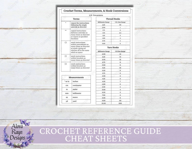 Crochet Reference Guides UK Version, Printable Crochet Reference, Basic ...