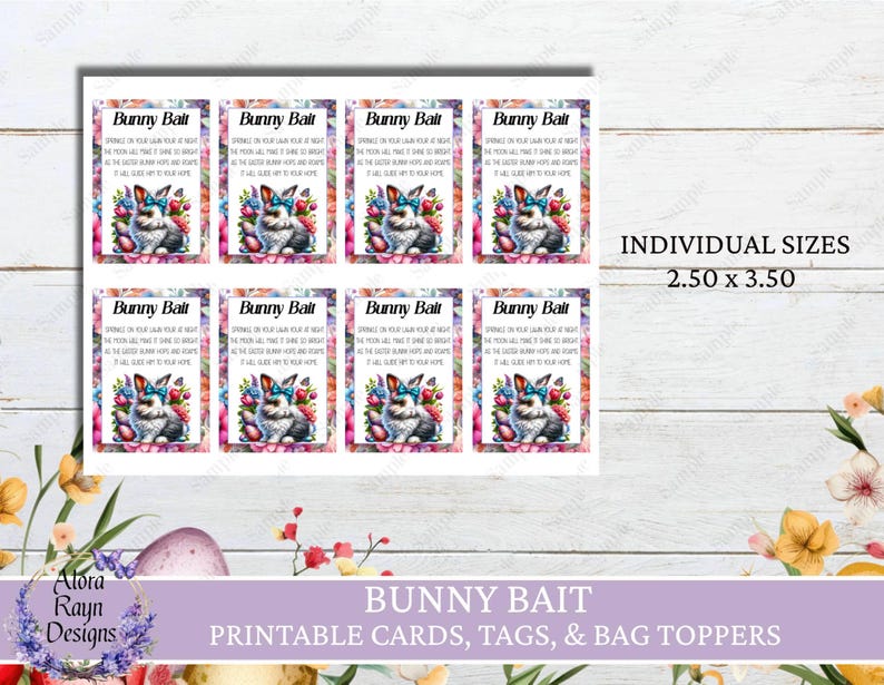 Bunny Bait Cards, Bunny Food Tags, Kids Easter Activity Bag Topper ...