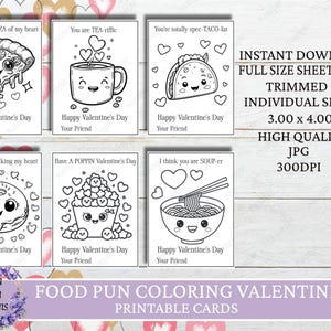 24 druckbare Valentinstagskarten zum Ausmalen, Valentinstagskarten, Malkarten, Valentinstagskarten für Kinder, zum sofortigen Download