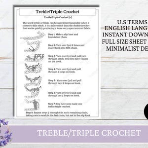 Treble/Triple Crochet Stitch Reference Guide, Stitch Guide, Basic Crochet Stitch Guides, Beginner Crochet Stitch How To, Instant Download