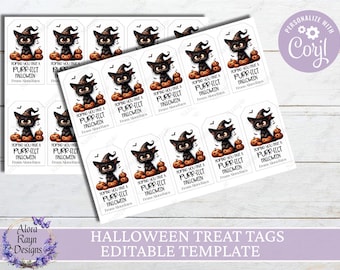 EDITABLE Halloween Gift Tag, Halloween Class Gift Tag, Halloween Favor Tag, Trick or Treat Favor Tag, Halloween Treat Tags