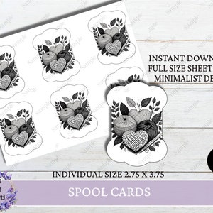 Printable Spool Card Tags, Yarn Spool Collage, Lace Ribbon Spools,Collage Sheet, Minimalist Design, Instant Download
