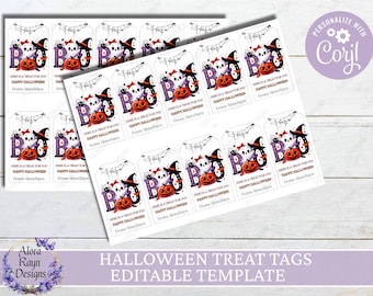 EDITABLE Halloween Gift Tag, Halloween Class Gift Tag, Halloween Favor Tag, Trick or Treat Favor Tag, Halloween Treat Tags