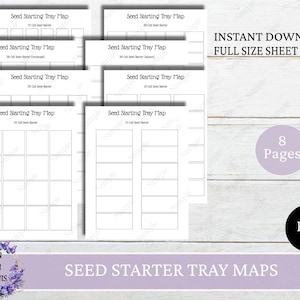 Druckbare Karten mit Samen, Samen-Startfach, Zell-Layouts, Samenvermehrung, sofort-Download