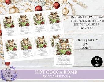 Christmas Hot Cocoa Gift Tag, Christmas Hot Chocolate Gift Tag Printable, Holiday Hot Cocoa Mix Tags, Hot Cocoa Bomb Labels