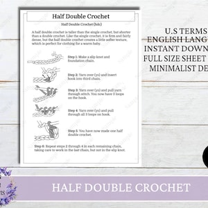 Half Double Crochet Stitch Reference Guide, Stitch Guide, Basic Crochet Stitch Guides, Beginner Crochet Stitch How To, Instant Download