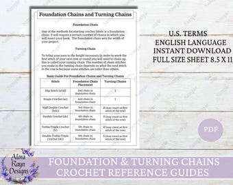Crochet Foundation Chains & Turning Chains Reference Guide, Basic Crochet Guides, Beginner Crochet Guides, Instant Download
