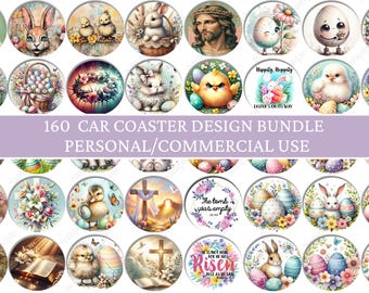 160 Valentinstag, Ostern, St. Patrick's Day Auto Untersetzer Sublimationsdesigns (PNG Digital Download)