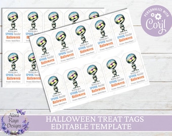EDITABLE Halloween Gift Tag, Halloween Class Gift Tag, Halloween Favor Tag, Trick or Treat Favor Tag, Halloween Treat Tags