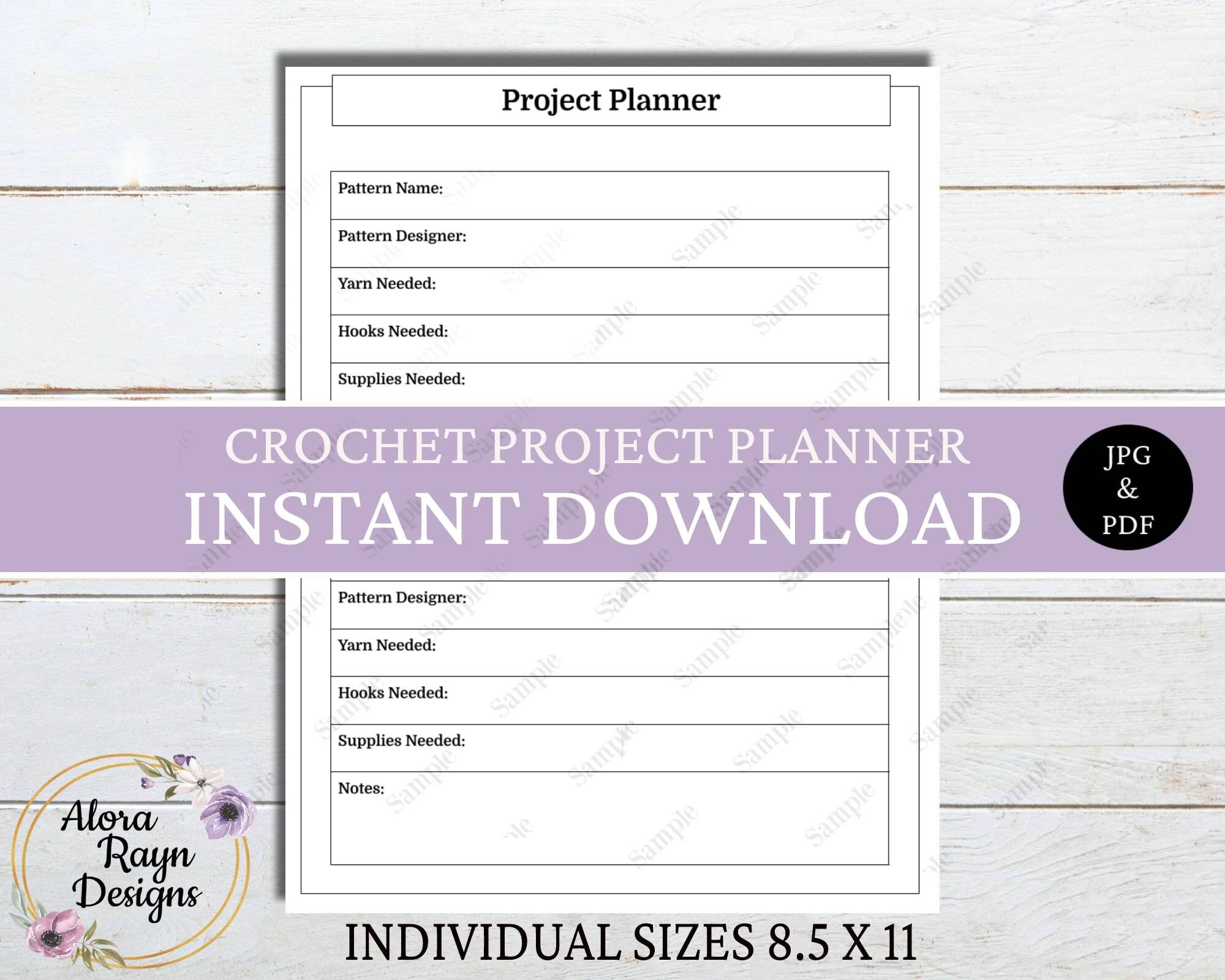Crochet/knit Project Planner Printable, Crochet/knit Journal Page ...