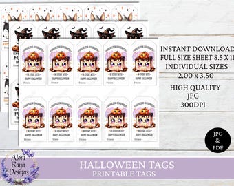 Halloween Geschenkanhänger, Halloween-Klasse Geschenkanhänger, Halloween Geschenkanhänger, Süßes oder Saures Geschenkanhänger