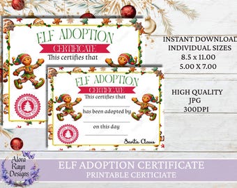 Printable Elf Adoption Zertifikat, druckbare Elf Adoption offizielles Dokument, Elf Adoption Zertifikat Vorlage, Instant Download