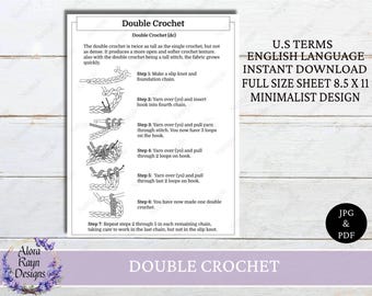 Double Crochet Stitch Reference Guide, Stitch Guide, Basic Crochet Stitch Guides, Beginner Crochet Stitch How To, Instant Download