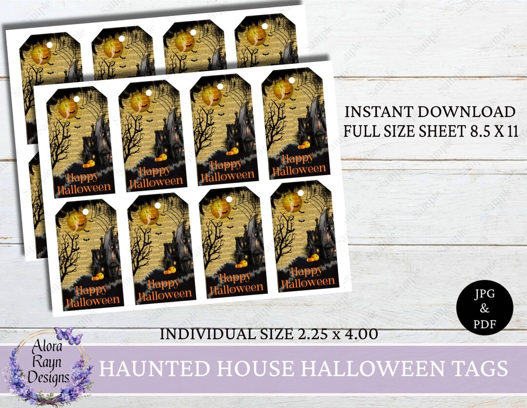 Haunted House Printable Tags, Printable Tags, Labels, Scrapbook Tags ...