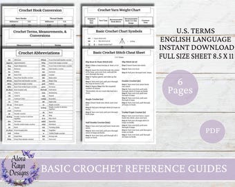 Crochet Reference Guides, Beginner Crochet Reference Guides, Instant Download