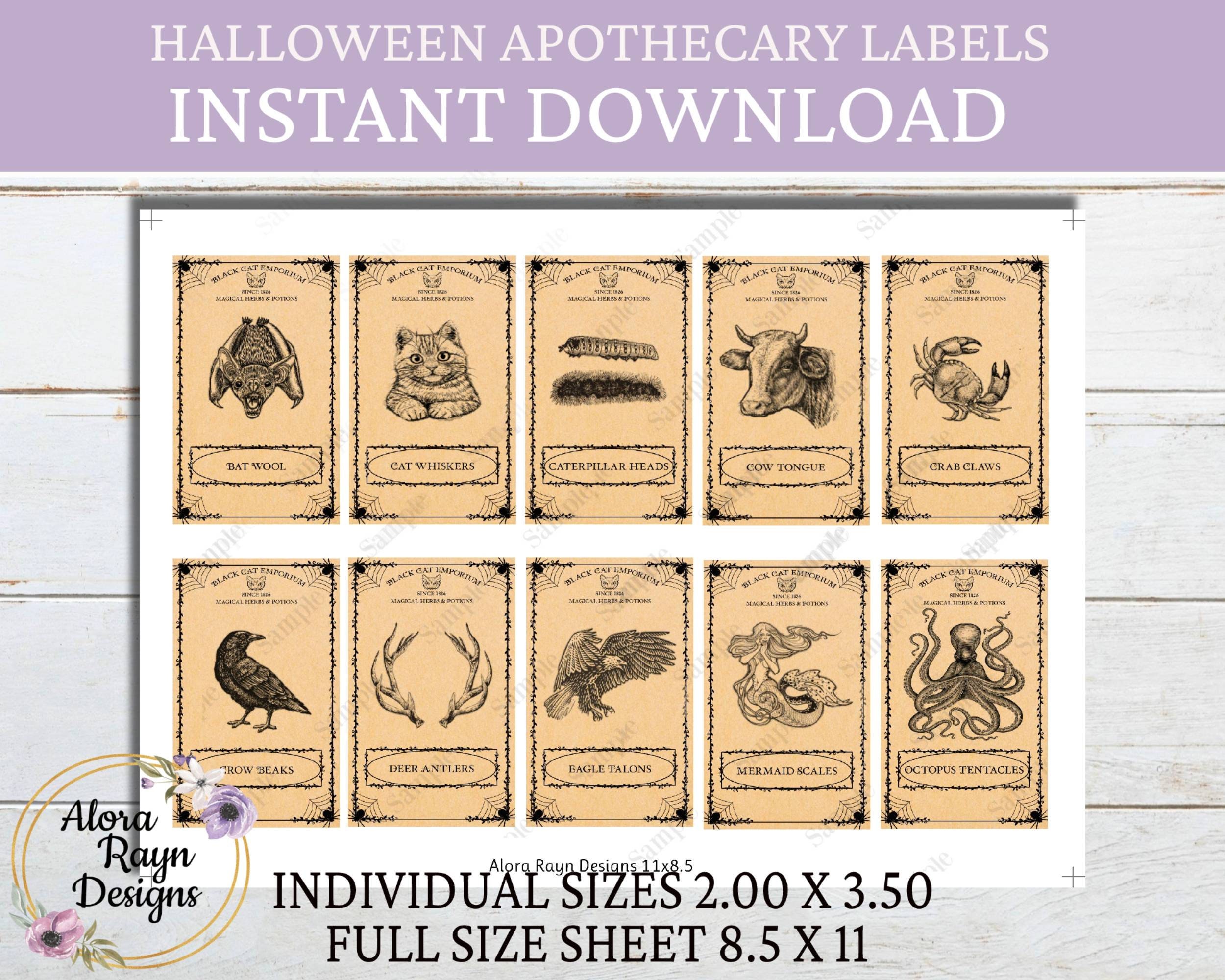Halloween Apothecary Labels: Printable Jar & Bottle Tags (instant ...