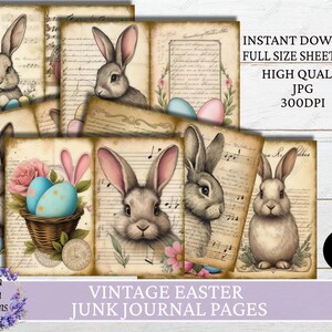 Vintage Easter Junk Journal Paper, Bunny Scrapbooking Page, Vintage Easter Ephemera Pages, Antique Printable Pages, Instant Download