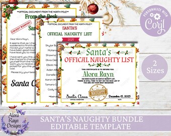 Bearbeitbares personalisiertes freches Bundle des Weihnachtsmanns, vom Schreibtisch des Weihnachtsmanns, sofortiger Download, druckbare Vorlage