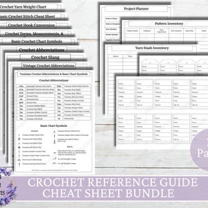 Crochet Reference Guides, Inventory Sheets, and Tags, Printable Crochet Reference Pages, Basic Crochet Guides, Instant Download