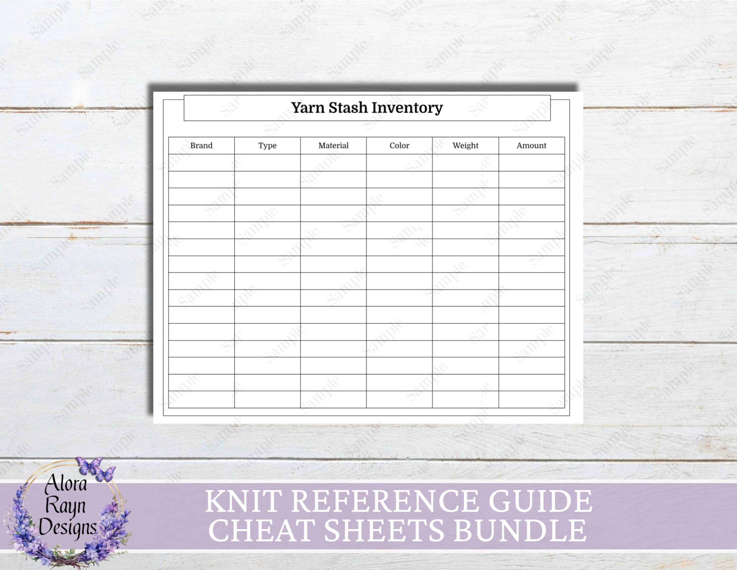 Knit Reference Guidescheat Sheet Bundle, Printable Knit Reference Pages ...
