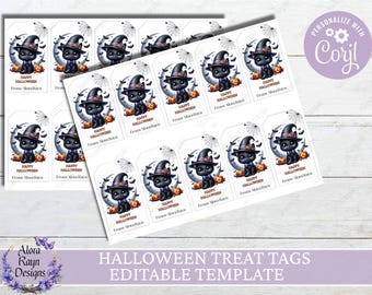 EDITABLE Halloween Gift Tag, Halloween Class Gift Tag, Halloween Favor Tag, Trick or Treat Favor Tag, Halloween Treat Tags