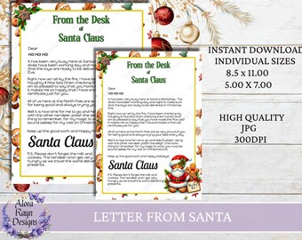 Druckbare personalisierte Brief von Weihnachtsmann, Vom Schreibtisch von Santa, Heiligabend Nordpol Post, Sofort Download, druckbare Vorlage