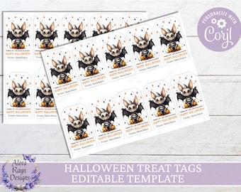 EDITABLE Halloween Gift Tag, Halloween Class Gift Tag, Halloween Favor Tag, Trick or Treat Favor Tag, Halloween Treat Tags