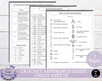 Guides de référence du crochet, version britannique, référence du crochet imprimable, guides de base du crochet, guides de référence du crochet pour débutants, téléchargement immédiat