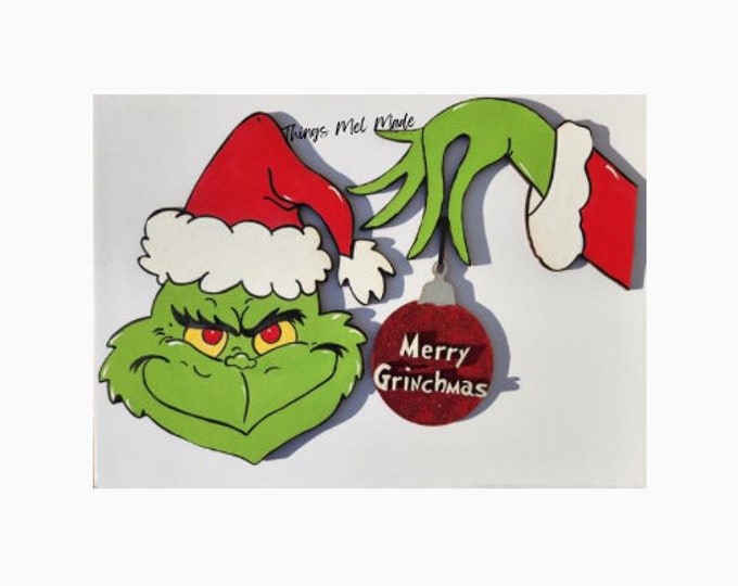 Grinch Tree Topper/ Grinch Head and Hand Set/christmas Tree Topper Etsy