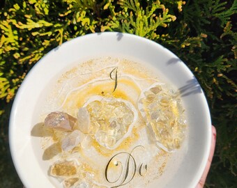 I Do" Crystal White and Gold Ring Dish - Perfect for Weddings and Engagements