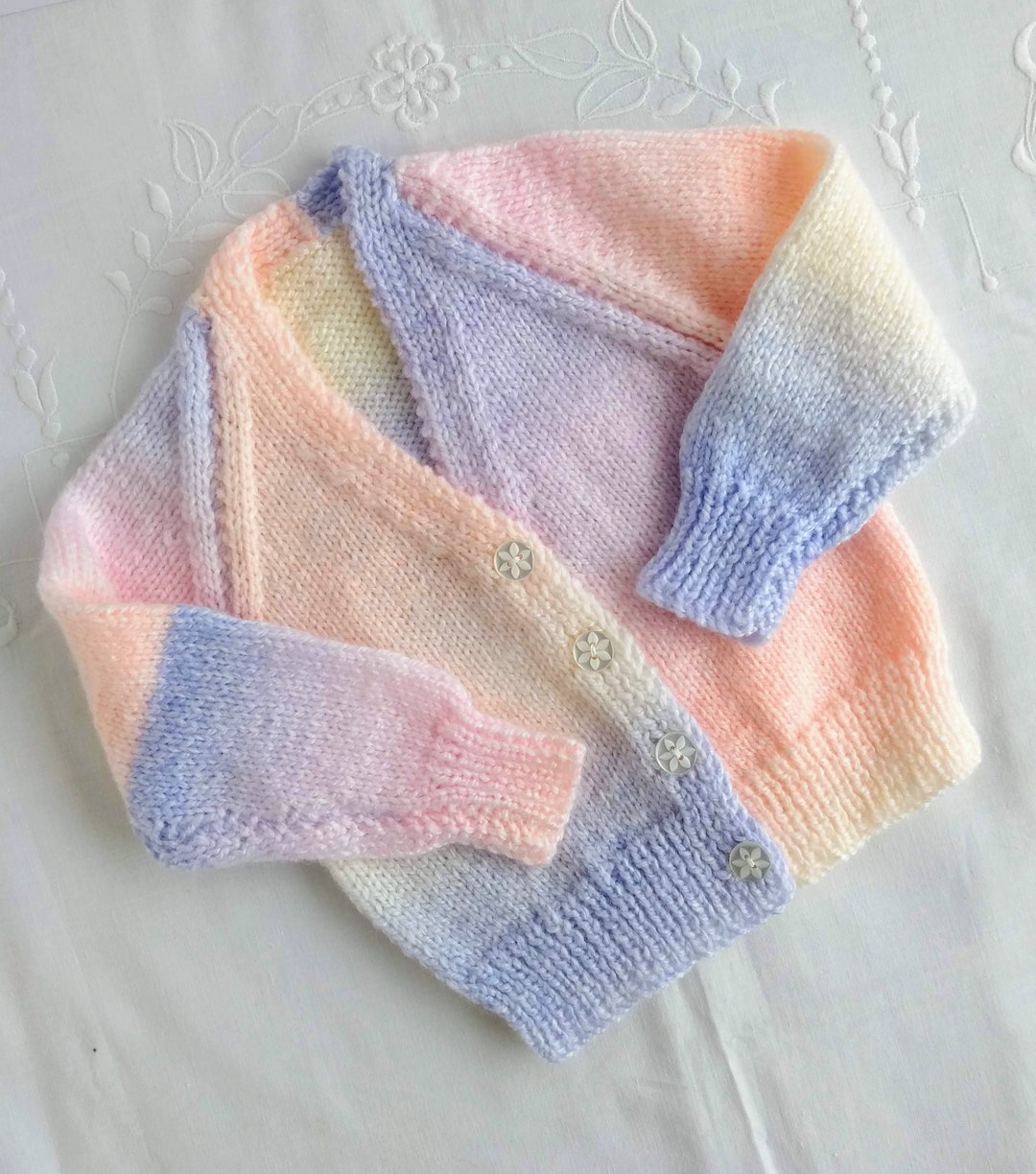 HANDKNIT BABY SWEATER, 3 6 Months, Baby Girl's Handknit Pink Cardigan