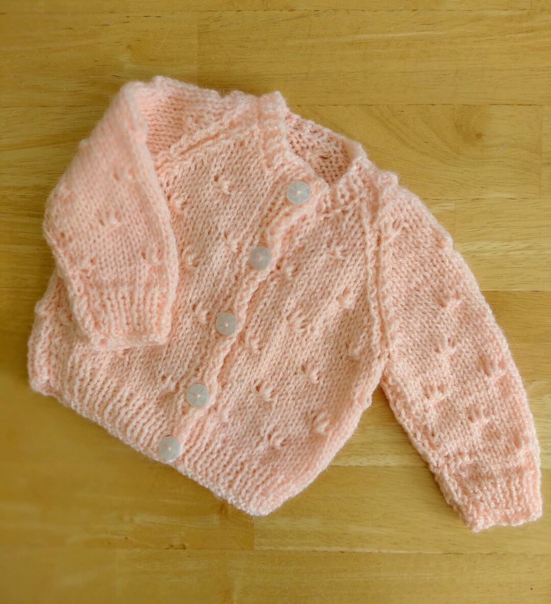 HANDKNIT BABY CARDIGAN, 0 3 Months, Pink Baby Sweater, Baby Girl's Hand