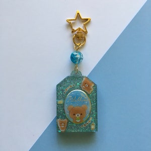 Glittery Blue Kuma Keychain