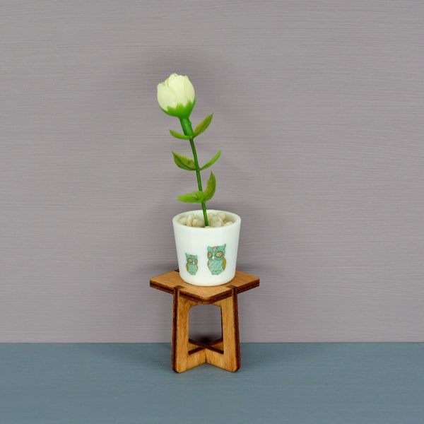 1:6 Miniature Rose in Pot. Dollhouse Flowers in Pot. Flowers for Doll 11 inch Tall.