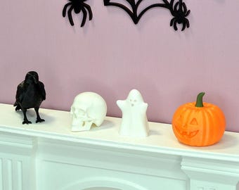 Set de figuras en miniatura de Halloween para casa de muñecas a escala 1:6.