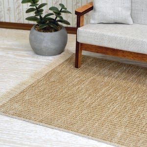 1:6 Dollhouse Beige Rug. Doll Miniature Carpet.