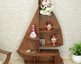 1:6 Miniature Bookcase for Dollhouse - Shelving for 12 inch Dolls.