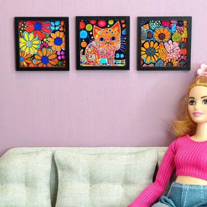 1:6 Miniature Framed Picture. Dollhouse Wall Art. Picture for 12&quot; Doll.