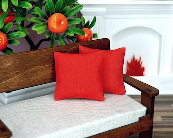 1:6 Dollhouse Miniature Pillows. Doll Throw Pillow. Miniature Red Cushion.