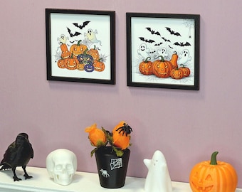 Decoração de parede de Halloween para casa de bonecas em escala 1:6. Ideal para bonecas de 30 cm (12 polegadas).