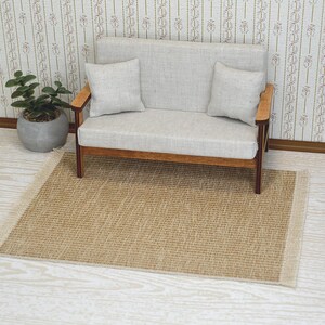 1:6 Dollhouse Beige Rug. Doll Miniature Carpet.