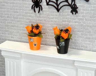 1:6 Dollhouse Halloween Decor, Doll Halloween Miniature Flowers in Pots