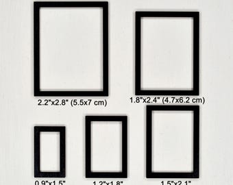 Dollhouse Frames Set - Miniature Picture Frame Black Color.