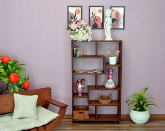 1:6 Miniature Bookcase for Dollhouse. Shelving for Doll 11 inch Tall.  Miniature Shelves.