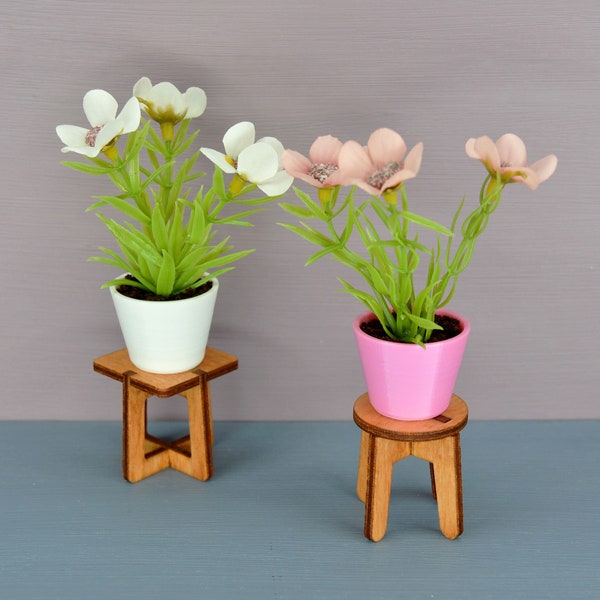 1:6 Miniature Plants in Pots. Dollhouse Flower in Pot. Doll Indoor Plants.